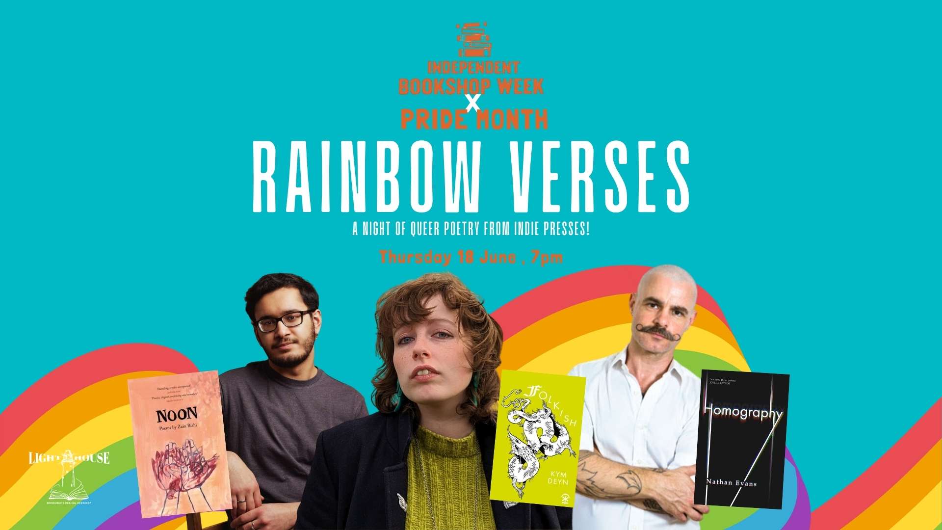 Rainbow Verses: A night of queer poetry from Indie presses, with Zain Rishi, Nathan Evans, Kym Deyn 